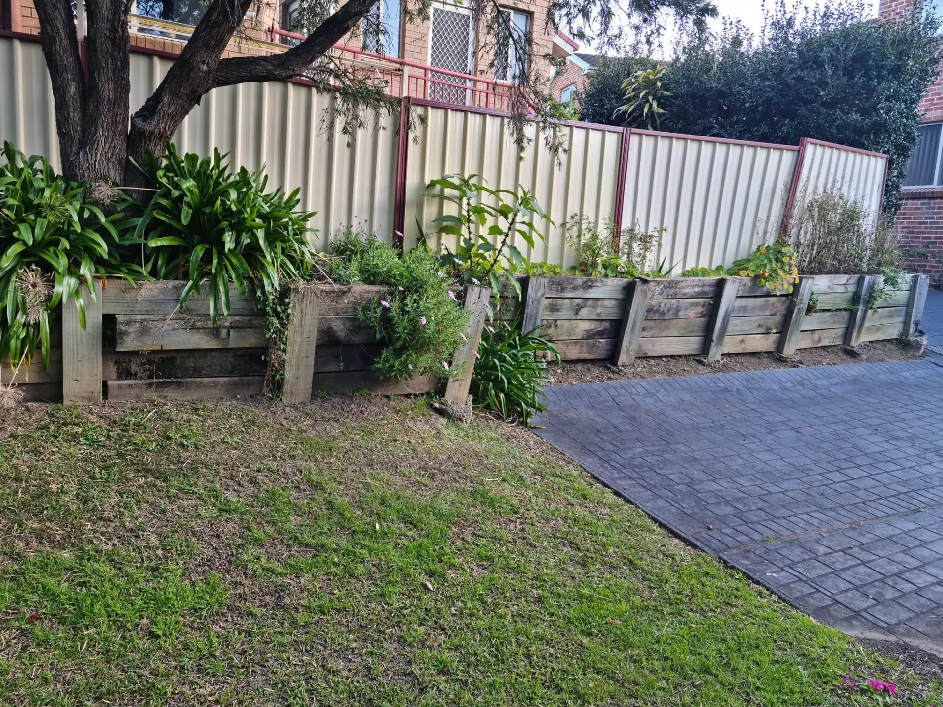 Retaining wall construction underway on a residential block in Kiama