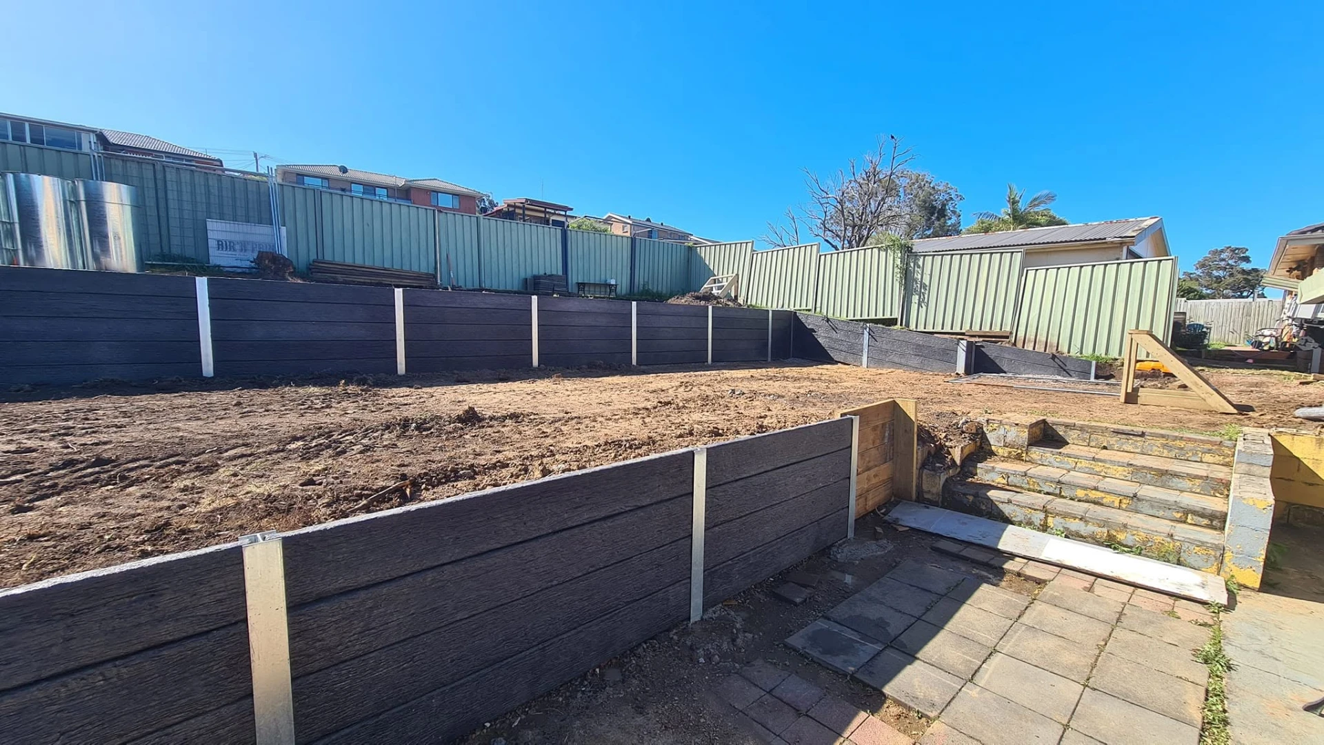 Timber Retaining Walls completed by Retain by Theo for a local Illawarra property